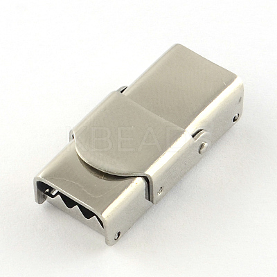 Tarnish Resistant Smooth Surface 201 Stainless Steel Watch Band Clasps STAS-R063-87-1