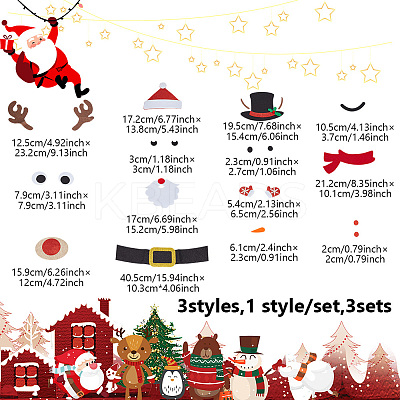 3Sets Christmas Theme Felt Cloth Cartoon Door Sticker Sets DIY-DR0001-67-1