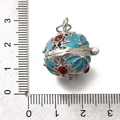 Brass with Enamel Bead Cage Pendants KK-M313-42P-01-1