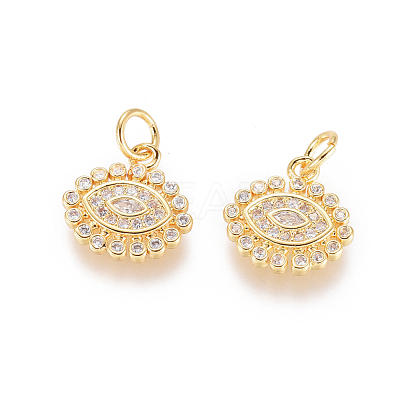 Brass Micro Pave Clear Cubic Zirconia Charms ZIRC-L093-20G-1