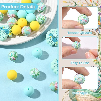 25Pcs 5 Styles Food Grade Eco-Friendly Silicone Focal Beads SIL-YW0001-96-1