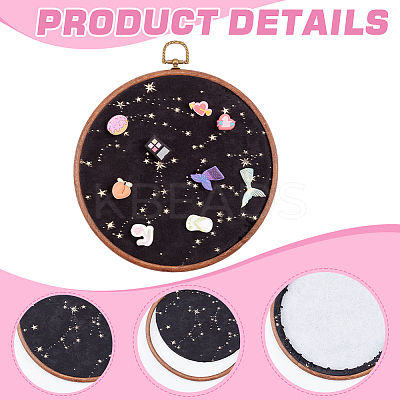 Flat Round Polyester & Acrylic Wall Mounted Brooch Organizer Display Boards AJEW-WH20006-30A-1