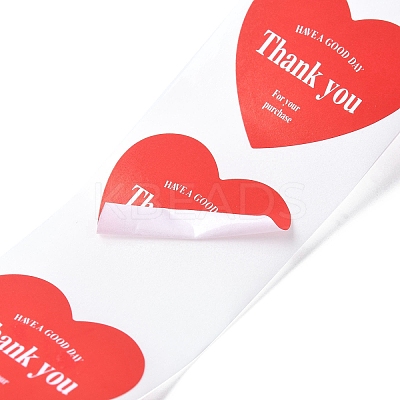 500Pcs Heart with Thank You Roll Stickers DIY-U008-01D-1