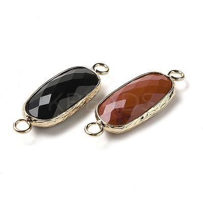 Natural Mixed Gemstone Faceted Connector Charms G-K354-01KCG-1