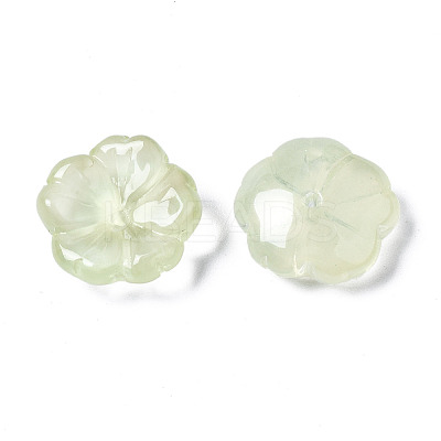 Transparent Spray Painted Imitation Jade Glass Beads GLAA-Q089-003-E002-1