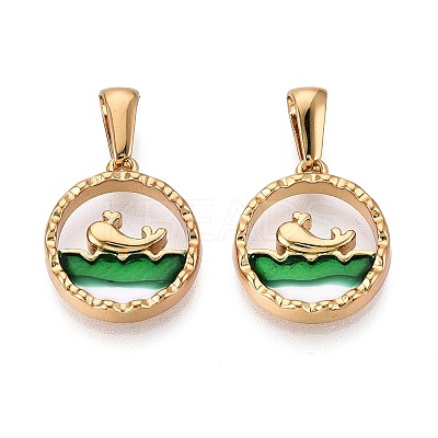 304 Stainless Steel & Enamel Pendants STAS-T072-75B-G-1