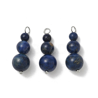 Natural Lapis Lazuli Round Beaded Pendants PALLOY-JF02867-12-1