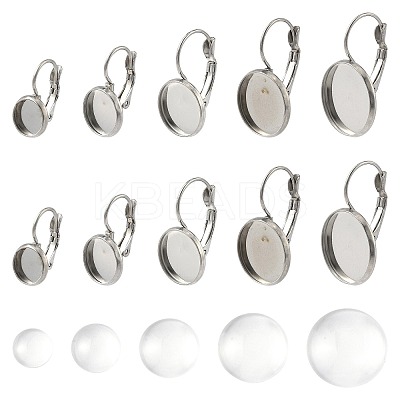 25Pcs 5 Styles 304 Stainless Steel Leverback Earring Settings STAS-FS0002-10-1