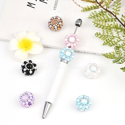 Inlay Glass Polymer Clay Rhinestone Rondelle Beads CLAY-A004-02-1