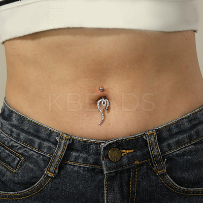 Stylish Snake Stainless Steel Micro Pave Clear Cubic Zirconia Navel Rings UK0800-1