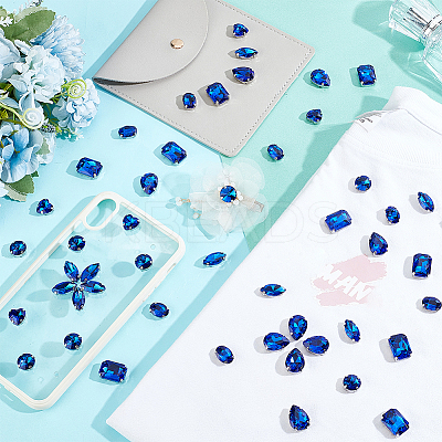 AHADEMAKER 1 Set Teardrop/Horse Eye/Heart/ Flat Round/Oval/Rectangle Octagon Shape Sew on Rhinestone FIND-GA0005-72D-1