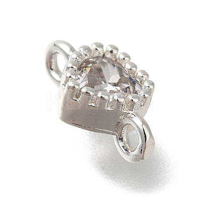 Rack Plating Brass Cubic Zirconia Heart Links Connector Charms KK-M014-01G-P-1