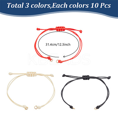 30Pcs 3 Colors Braided Waxed Polyester Cord AJEW-DR0001-32-1