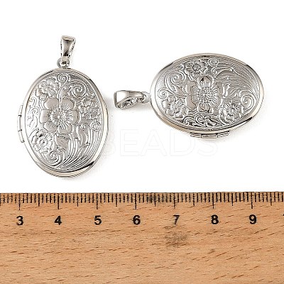 Floral Embossed Brass Locket Pendants KK-CBA7157-01P-1