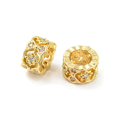 Brass Micro Pave Cubic Zirconia European Beads KK-H452-20G-1
