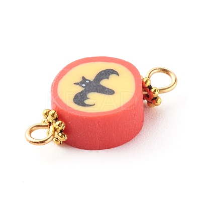 Halloween/Christmas Theme Flat Round Polymer Clay Links Connectors PALLOY-JF00713-1