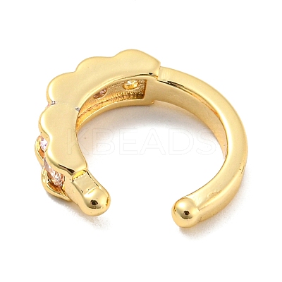 Real 14K Gold Plated Brass with Cubic Zirconia Cuff Earrings EJEW-M232-01F-G-1