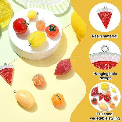 10Pcs 10 Styles Autumn Theme Resin Pendants FIND-YW0005-42-1