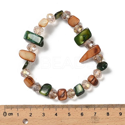 Bohemia Style Shell & Glass Beads Stretch Bracelets for Women LS-BJEW-S178-01B-1
