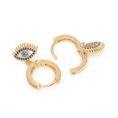 Brass Micro Pave Cubic Zirconia Huggie Hoop Earrings EJEW-G276-04G-1