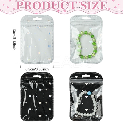 50Pcs Glitter Heart Holographic Plastic Yin-yang Zip Top Gift Bags OPP-YW0001-09A-1