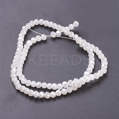 Faceted(32 Facets) Round Electroplate Imitation Jade Glass Beads Strands X-EGLA-D021-03-1