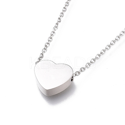 304 Stainless Steel Heart Pendant Necklaces NJEW-I240-25-1