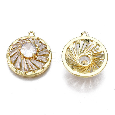 Brass Clear Cubic Zirconia Pendants ZIRC-S069-006G-1