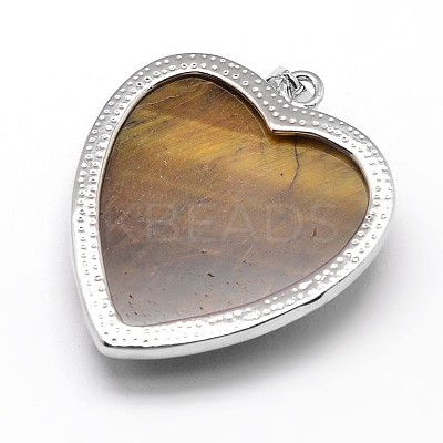 Heart with Flower Platinum Plated Brass Natural & Synthetic Mixed Stone Pendants G-F228-31-RS-1