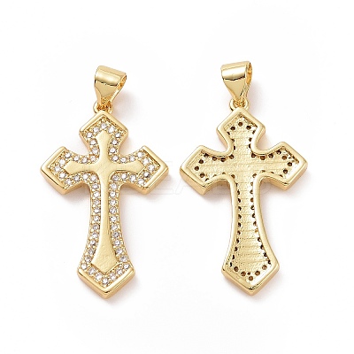 Brass Cubic Zirconia Pendants ZIRC-I062-13G-1