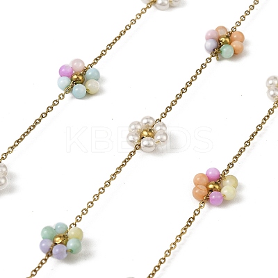 Handmade 304 Stainless Steel Beaded Chains CHS-L031-11G-03-1