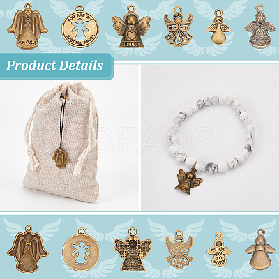 60PCS 6Style Angel Tibetan Style Alloy Pendants TIBEP-PH0001-64-1