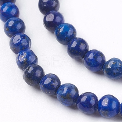 Dyed Natural Lapis Lazuli Bead Strands G-R173-6mm-01-1