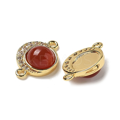 Brass Micro Pave Clear Cubic Zirconia Connector Charms KK-R210-30G-02-1