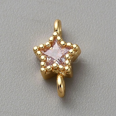 Light Gold Plated Brass Pave Cubic Zirconia Connector Charms LS-KK-CJC0001-43KCG-05-1