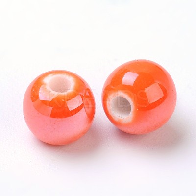 Glazed Porcelain Round Beads X-PORC-S489-6mm-07-1