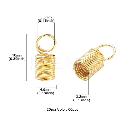 60Pcs 3 Colors Iron Cord End IFIN-YW0003-23-1