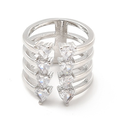 Clear Cubic Zirconia Open Cuff Ring RJEW-E064-03P-1