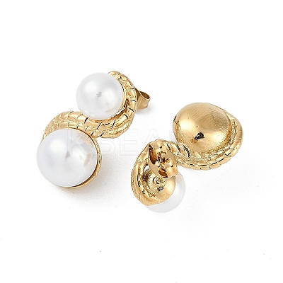 Ion Plating(IP) 304 Stainless Steel Swirl Stud Earrings EJEW-Z068-41G-1