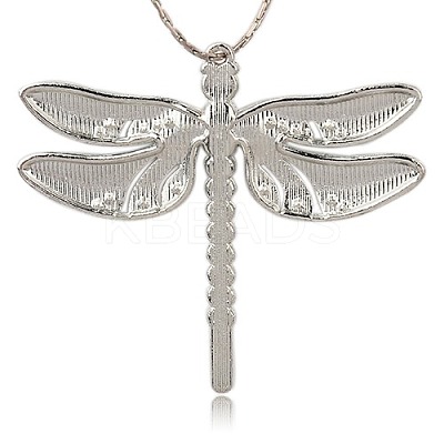 Platinum Alloy Enamel Dragonfly Big Pendants ENAM-J033-01P-1
