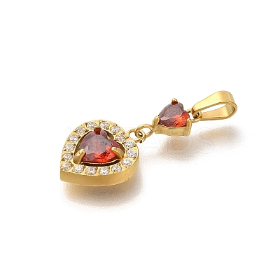 Ion Plating(IP) 304 Stainless Steel Micro Pave Cubic Zirconia Pendants STAS-H228-03G-01-1