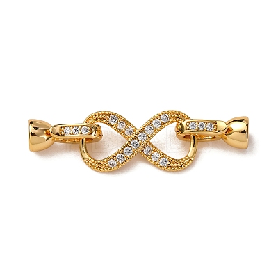 Brass Micro Pave Clear Cubic Zirconia Fold Over Clasps KK-Z121-28G-1