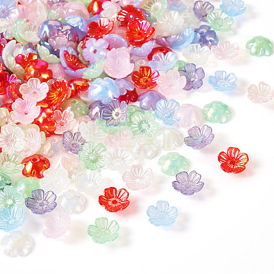 240Pcs 6 Colors UV Plating Acrylic Bead Cap OACR-TA0002-94-1