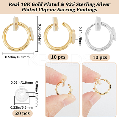 20Pcs 2 Color Brass Clip-on Earring Findings KK-BBC0011-04-1