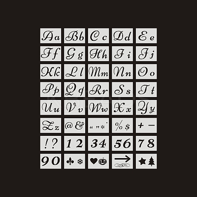 Letter A~Z/Number/Sign PET Plastic Hollow Painting Silhouette Stencil DRAW-PW0009-06-1