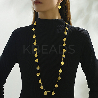 Vintage Brass Coin Charms Necklaces & Earrings Sets for Women UG1537-1