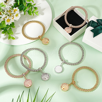 6 Sets 3 Colors Sublimation Blank Alloy & Aluminum Tree of Life Charm Bracelets Set BJEW-NB0001-11-1
