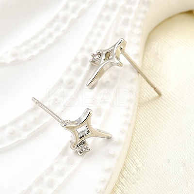 Brass Micro Pave Clear Cubic Zirconia Stud Earrings EJEW-M103-03P-1