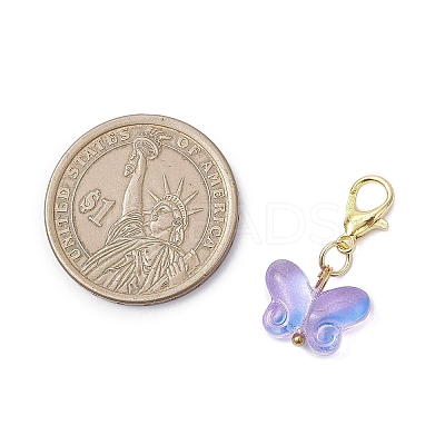 Transparent Glass Butterfly Pendant Decorations HJEW-JM04018-02-1
