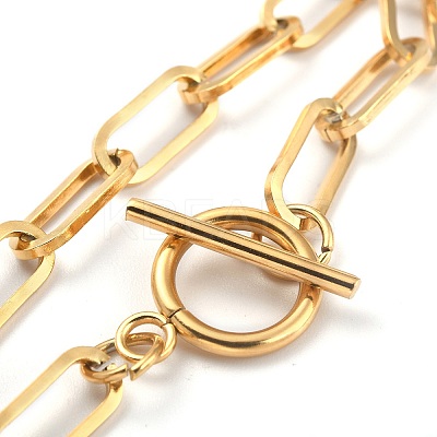 Ion Plating(IP) 304 Stainless Steel Paperclip Chain Bracelets BJEW-O186-03G-1